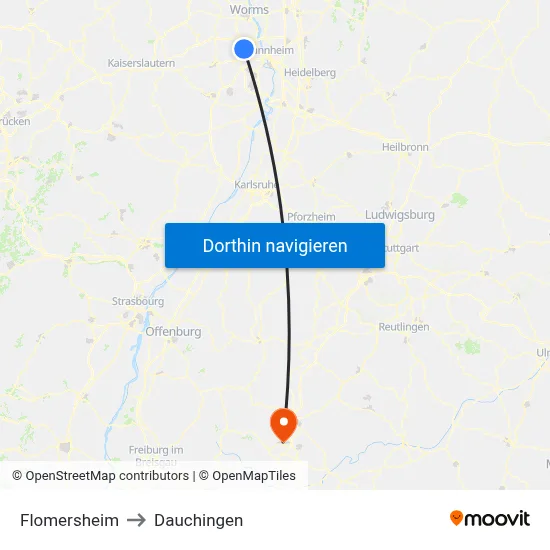 Flomersheim to Dauchingen map