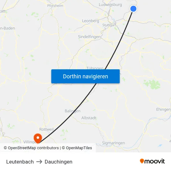 Leutenbach to Dauchingen map