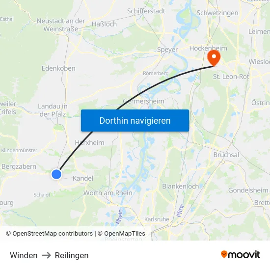 Winden to Reilingen map