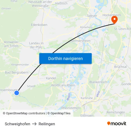 Schweighofen to Reilingen map