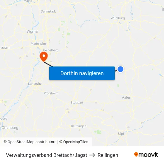Verwaltungsverband Brettach/Jagst to Reilingen map