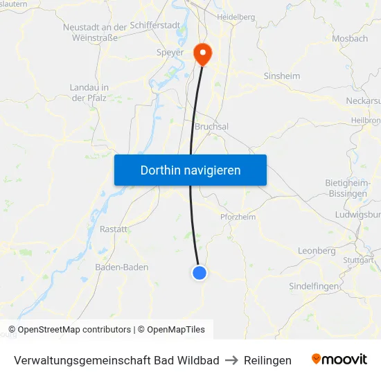 Verwaltungsgemeinschaft Bad Wildbad to Reilingen map