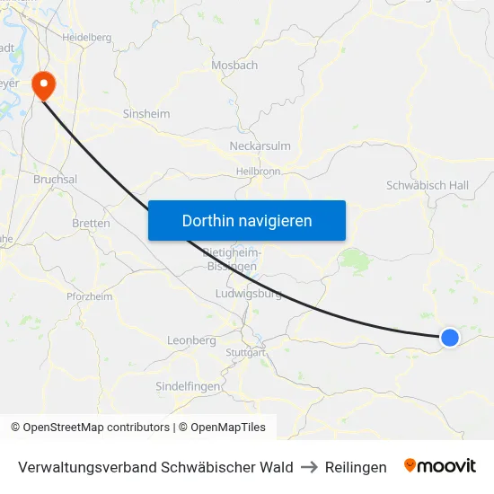 Verwaltungsverband Schwäbischer Wald to Reilingen map