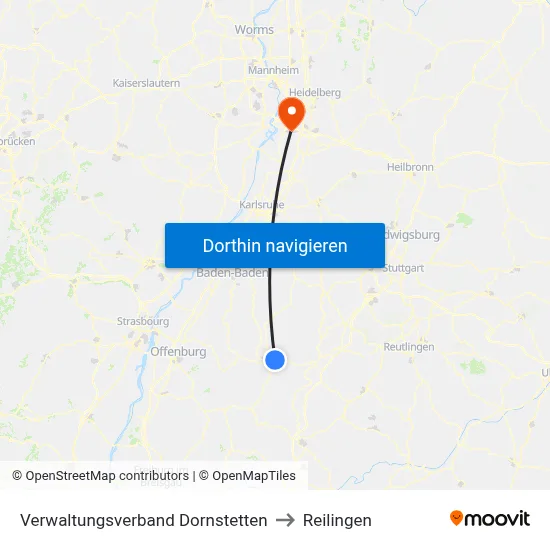 Verwaltungsverband Dornstetten to Reilingen map