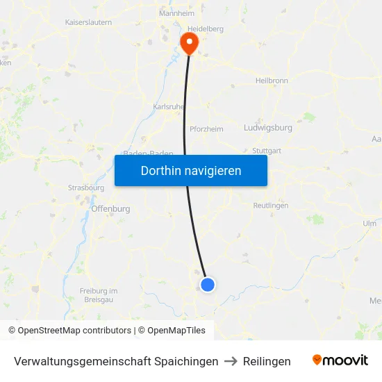 Verwaltungsgemeinschaft Spaichingen to Reilingen map