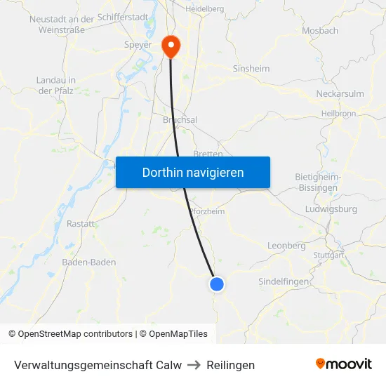 Verwaltungsgemeinschaft Calw to Reilingen map