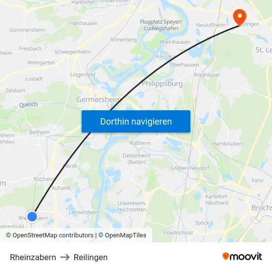 Rheinzabern to Reilingen map
