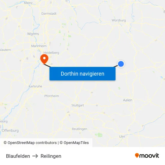 Blaufelden to Reilingen map