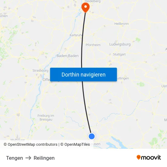 Tengen to Reilingen map