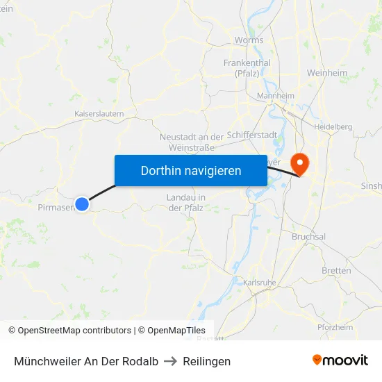 Münchweiler An Der Rodalb to Reilingen map