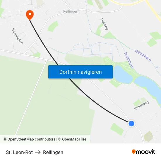 St. Leon-Rot to Reilingen map