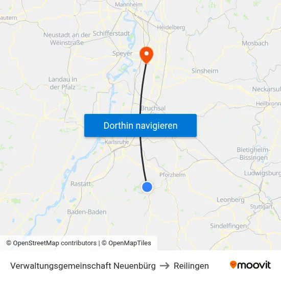 Verwaltungsgemeinschaft Neuenbürg to Reilingen map