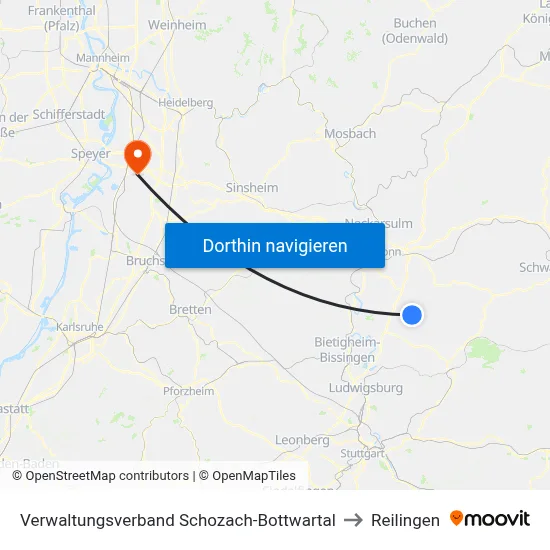Verwaltungsverband Schozach-Bottwartal to Reilingen map