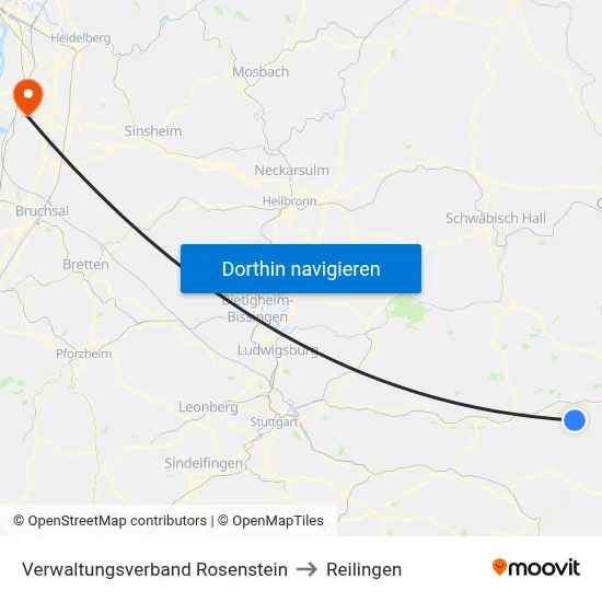 Verwaltungsverband Rosenstein to Reilingen map