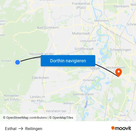 Esthal to Reilingen map