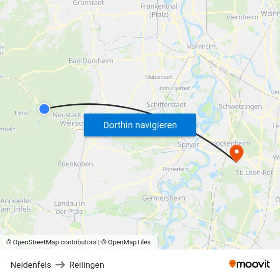 Neidenfels to Reilingen map