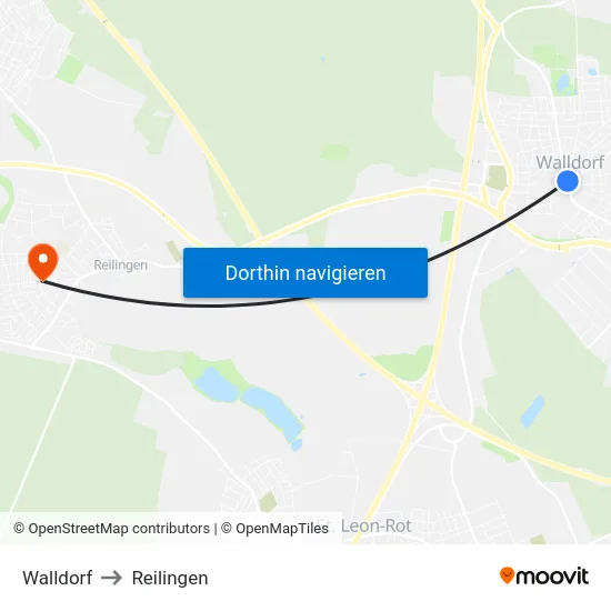 Walldorf to Reilingen map
