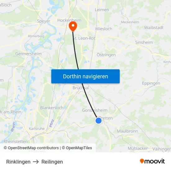 Rinklingen to Reilingen map