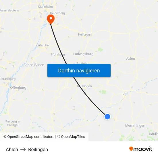 Ahlen to Reilingen map