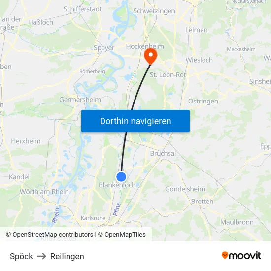 Spöck to Reilingen map
