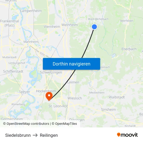 Siedelsbrunn to Reilingen map