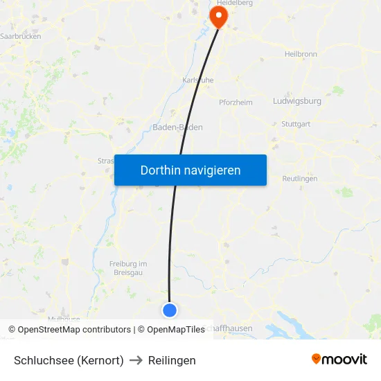 Schluchsee (Kernort) to Reilingen map