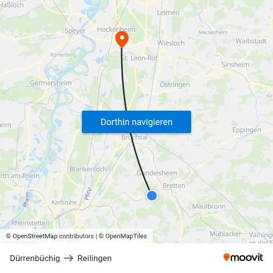 Dürrenbüchig to Reilingen map