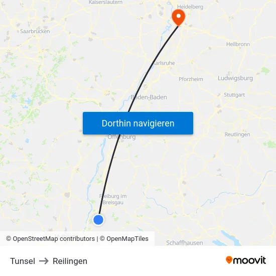 Tunsel to Reilingen map