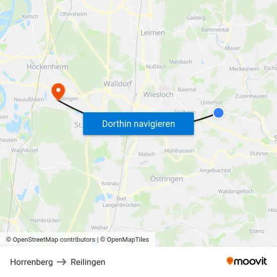 Horrenberg to Reilingen map