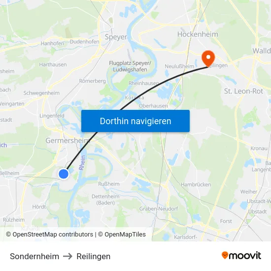 Sondernheim to Reilingen map