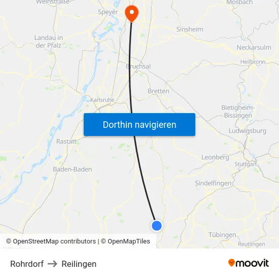 Rohrdorf to Reilingen map