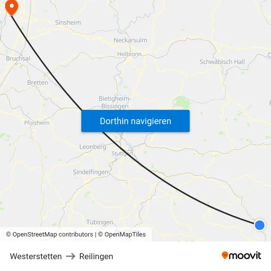 Westerstetten to Reilingen map