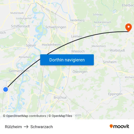 Rülzheim to Schwarzach map