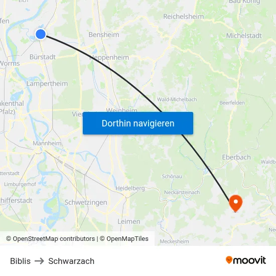 Biblis to Schwarzach map