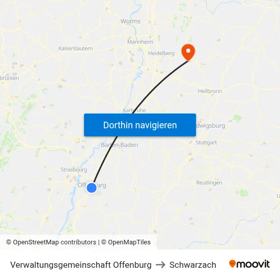 Verwaltungsgemeinschaft Offenburg to Schwarzach map