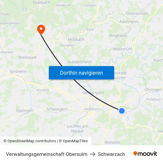 Verwaltungsgemeinschaft Obersulm to Schwarzach map