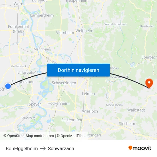 Böhl-Iggelheim to Schwarzach map