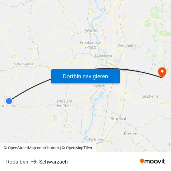 Rodalben to Schwarzach map