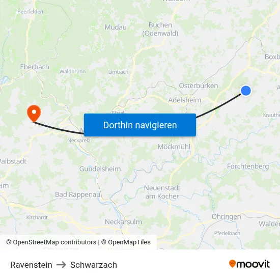 Ravenstein to Schwarzach map