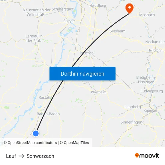 Lauf to Schwarzach map
