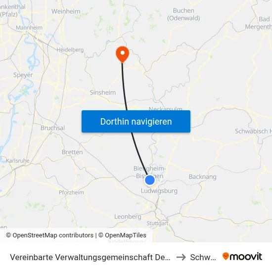 Vereinbarte Verwaltungsgemeinschaft Der Stadt Bietigheim-Bissingen to Schwarzach map