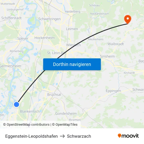 Eggenstein-Leopoldshafen to Schwarzach map