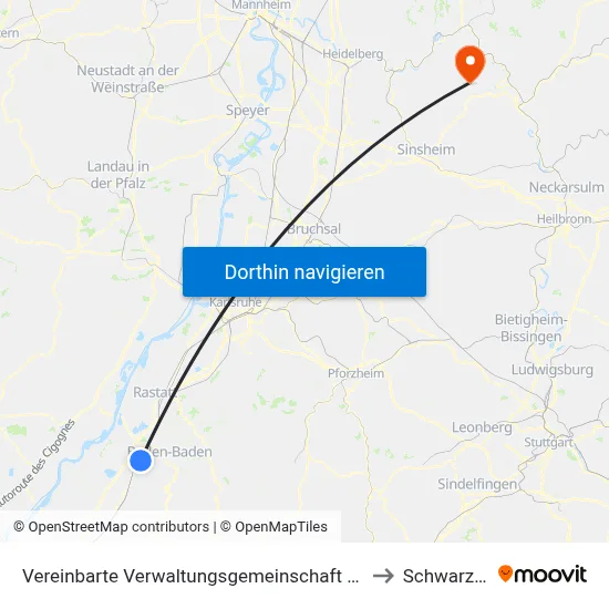 Vereinbarte Verwaltungsgemeinschaft Sinzheim to Schwarzach map