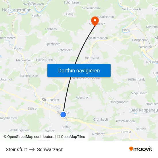 Steinsfurt to Schwarzach map