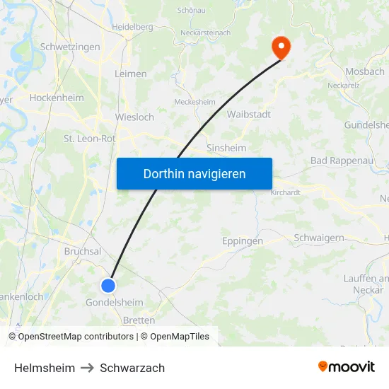 Helmsheim to Schwarzach map
