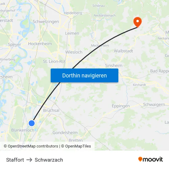 Staffort to Schwarzach map