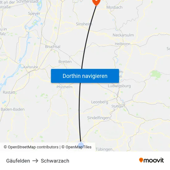 Gäufelden to Schwarzach map