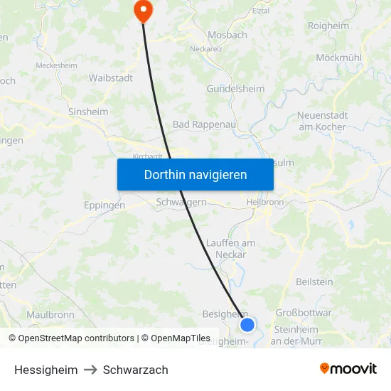 Hessigheim to Schwarzach map