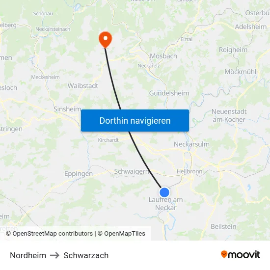 Nordheim to Schwarzach map