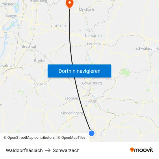 Walddorfhäslach to Schwarzach map